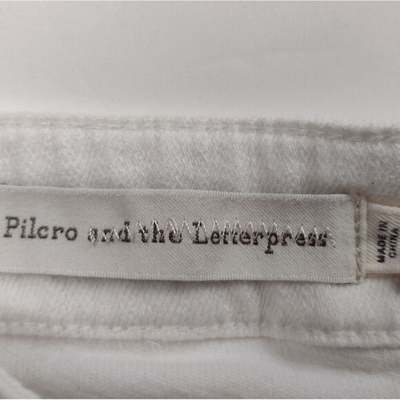 Pilcro and the Letterpress High Rise Flare White Jeans Denim Size 27 Fray Hem - Picture 8 of 13